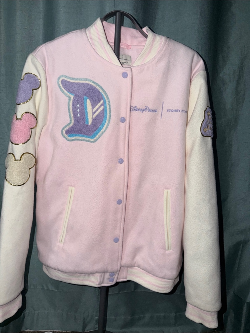 Stoney Clover Disneyland Pastel Varsity Jacket with Mickey Patches